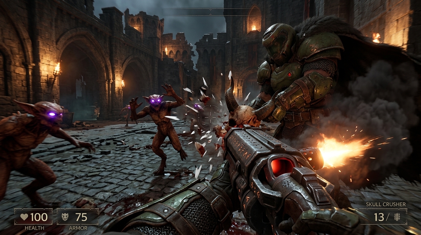 Why The Doom Dark Ages Weapons Put Every Other Modern Shooter To Shame Turning Skulls Into Shrapnel With The Skull Crusher